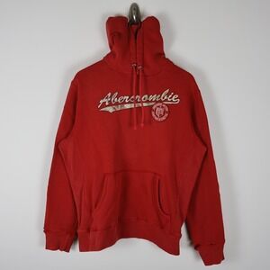Abercrombie & Fitch Department of Athletics Distressed Hoodie Red Small 25x26.5